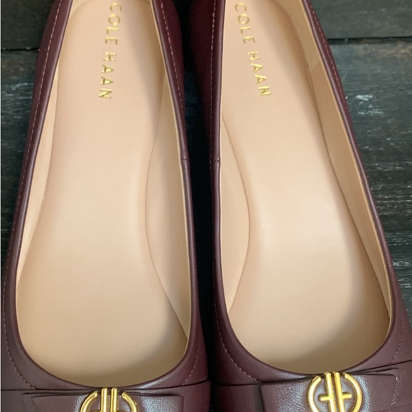 COLE HAAN Leather Wedge Bloodstone/ Burgundy Women’s Shoes size 38 B - Picture 6 of 7